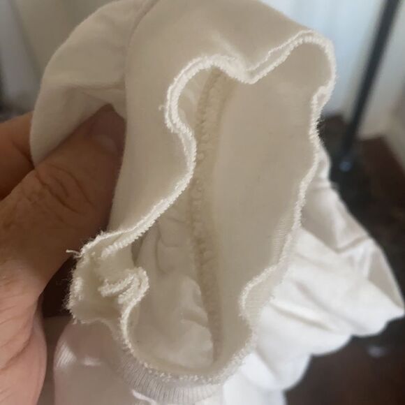 We The Free White Distressed Semi Sheer Casual Balloon Sleeve Top - Picture 8 of 11